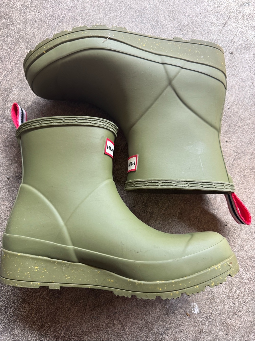 Hunter Olive Green Waterproof Rain Boots with Logo Patch - Picture 5 of 6